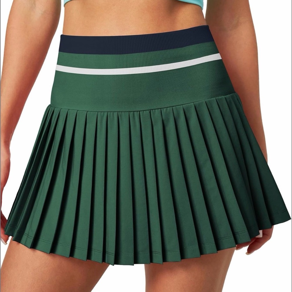 Pleated Skater Skirt w/ Shorts (S) Field Green